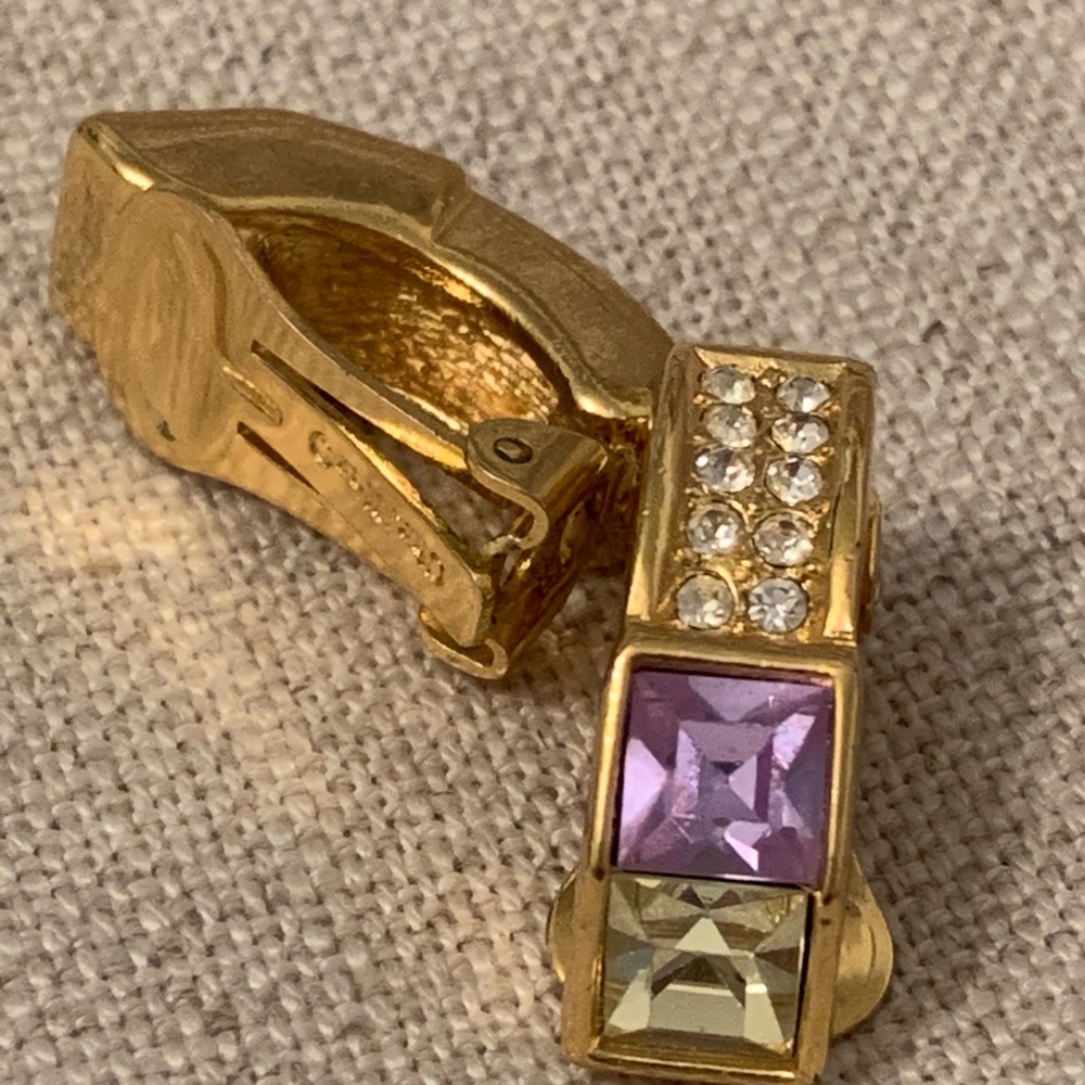 Christian Dior Crystal Clip On Earrings - Picture 7 of 11